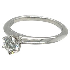 Tiffany & Co. 0.52 Carats Six Prong Round Cut Diamond Platinum Engagement Ring