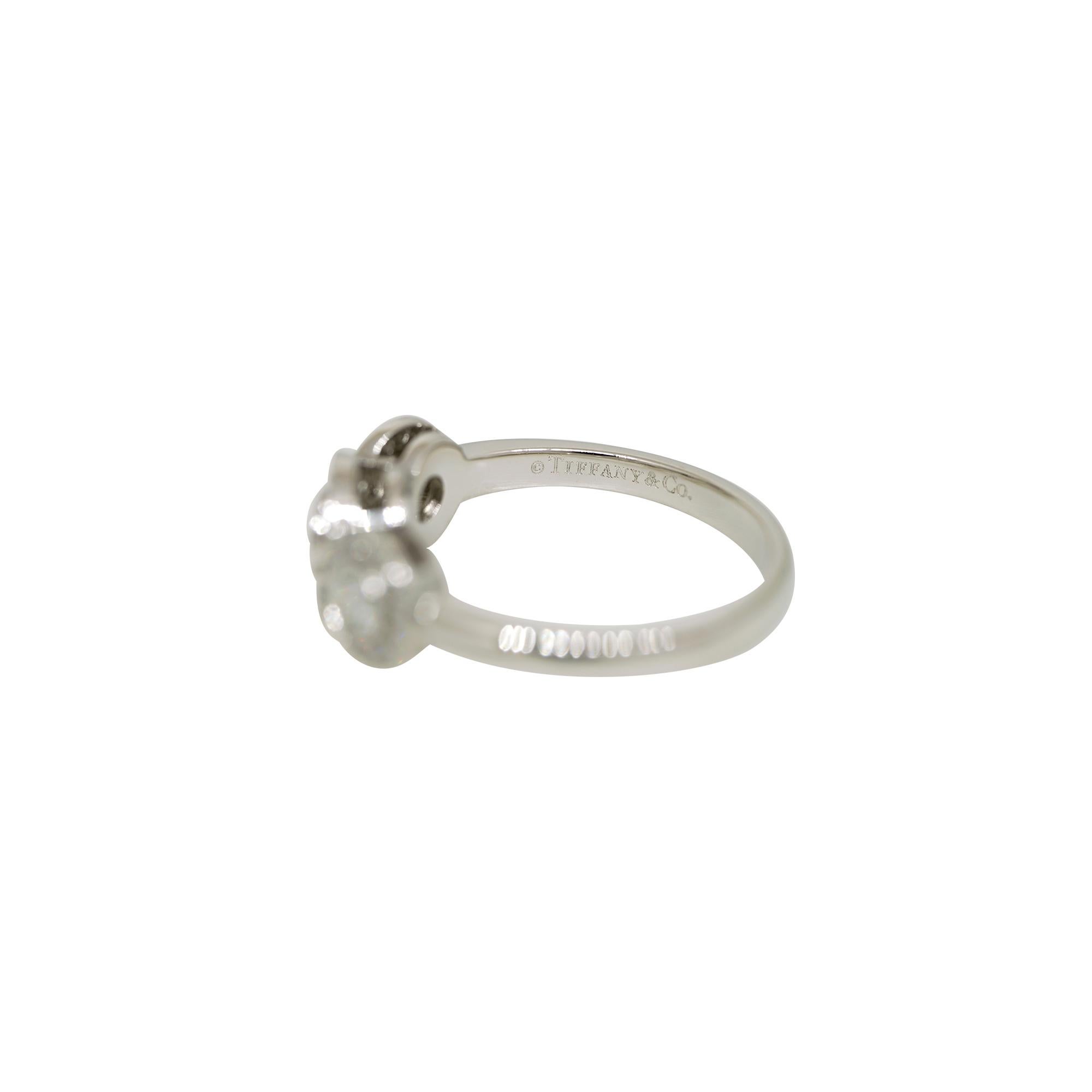 Tiffany & Co. Natural 0.55 Carat Diamond Halo 3 Circle Platinum Ring In Stock In Excellent Condition For Sale In Boca Raton, FL