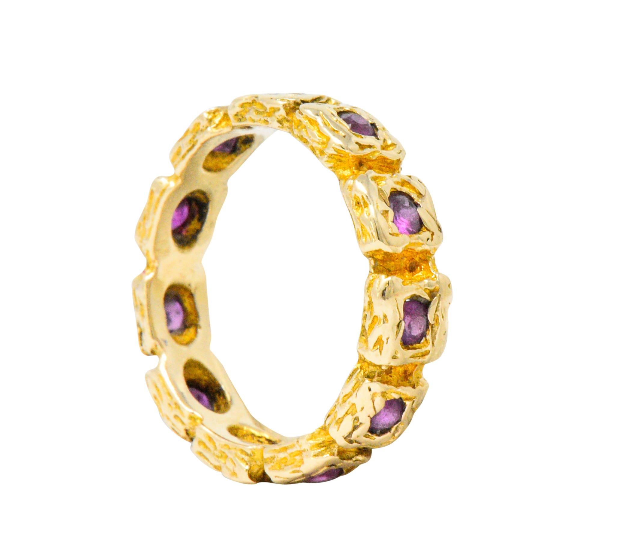 Round Cut Tiffany & Co. Vintage 0.55 Carat Ruby 14 Karat Gold Eternity Band Ring