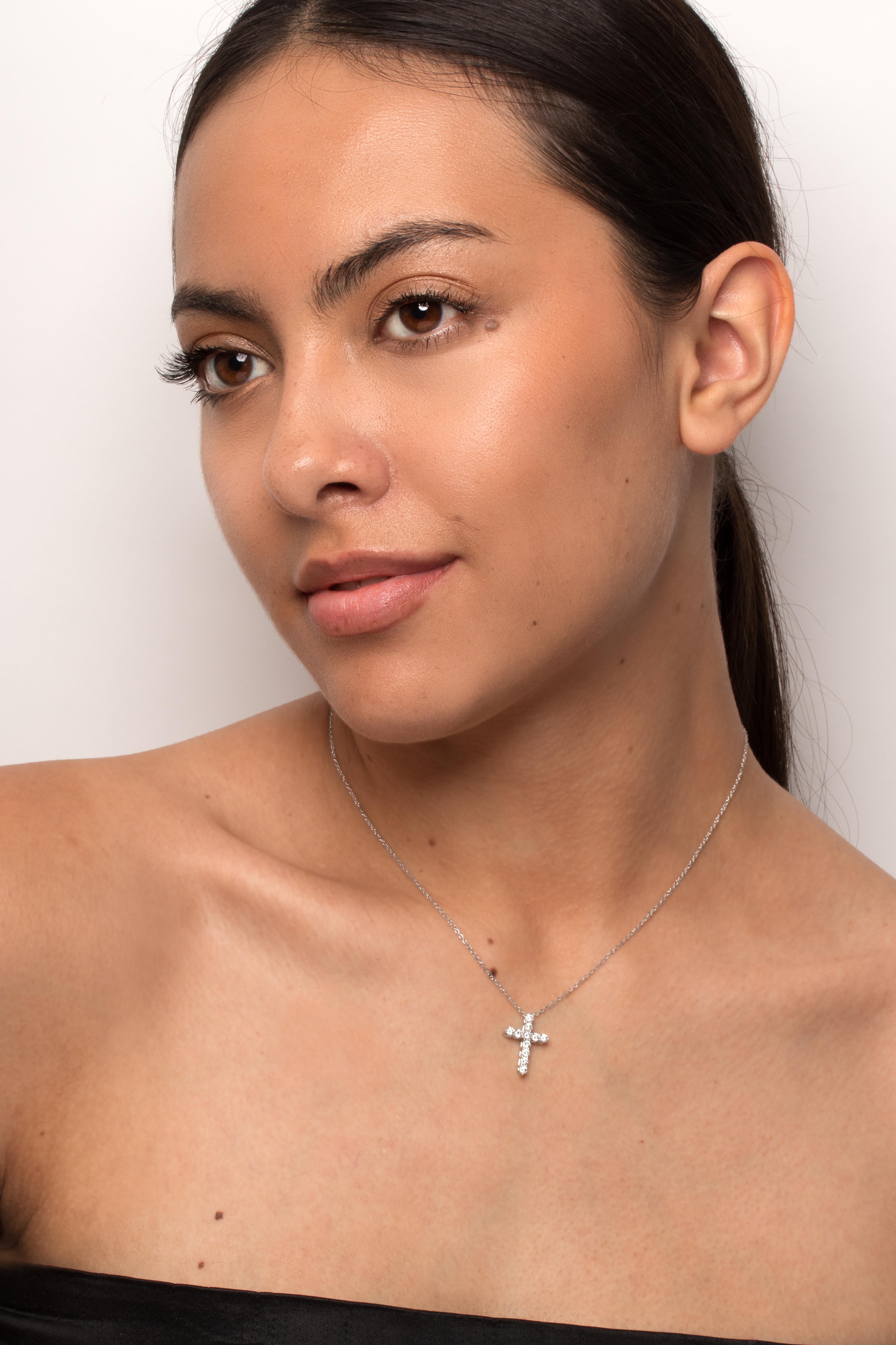 Brilliant Cut Tiffany & Co. 0.55ct Diamond Cross Necklace, c.1990s