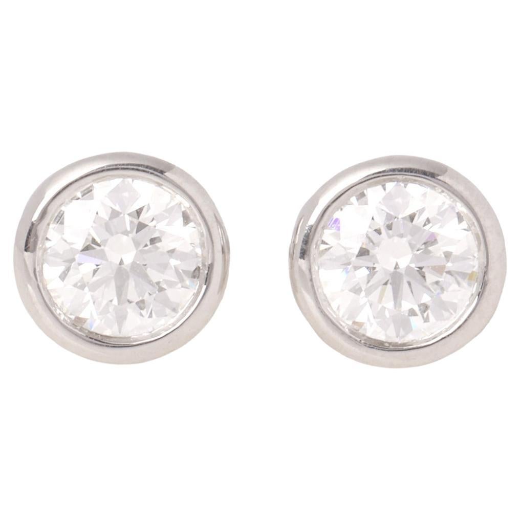 Hoop earrings in platinum with diamonds, medium. | Tiffany & Co.