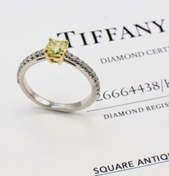 Tiffany & Co. .59 Carat Fancy Intense Yellow Square Antique Natural Diamond Ring