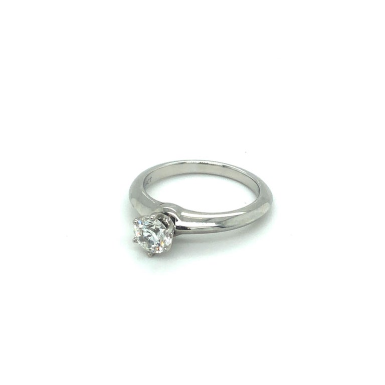 Tiffany and Co. 0.59 Carats Six Prong Round Cut Diamond Platinum Engagement  Ring For Sale at 1stDibs