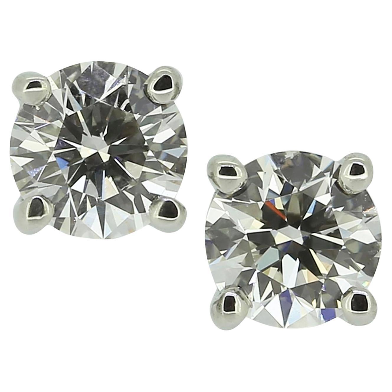 Tiffany & Co. 0.64 Carat Diamond Stud Earrings For Sale