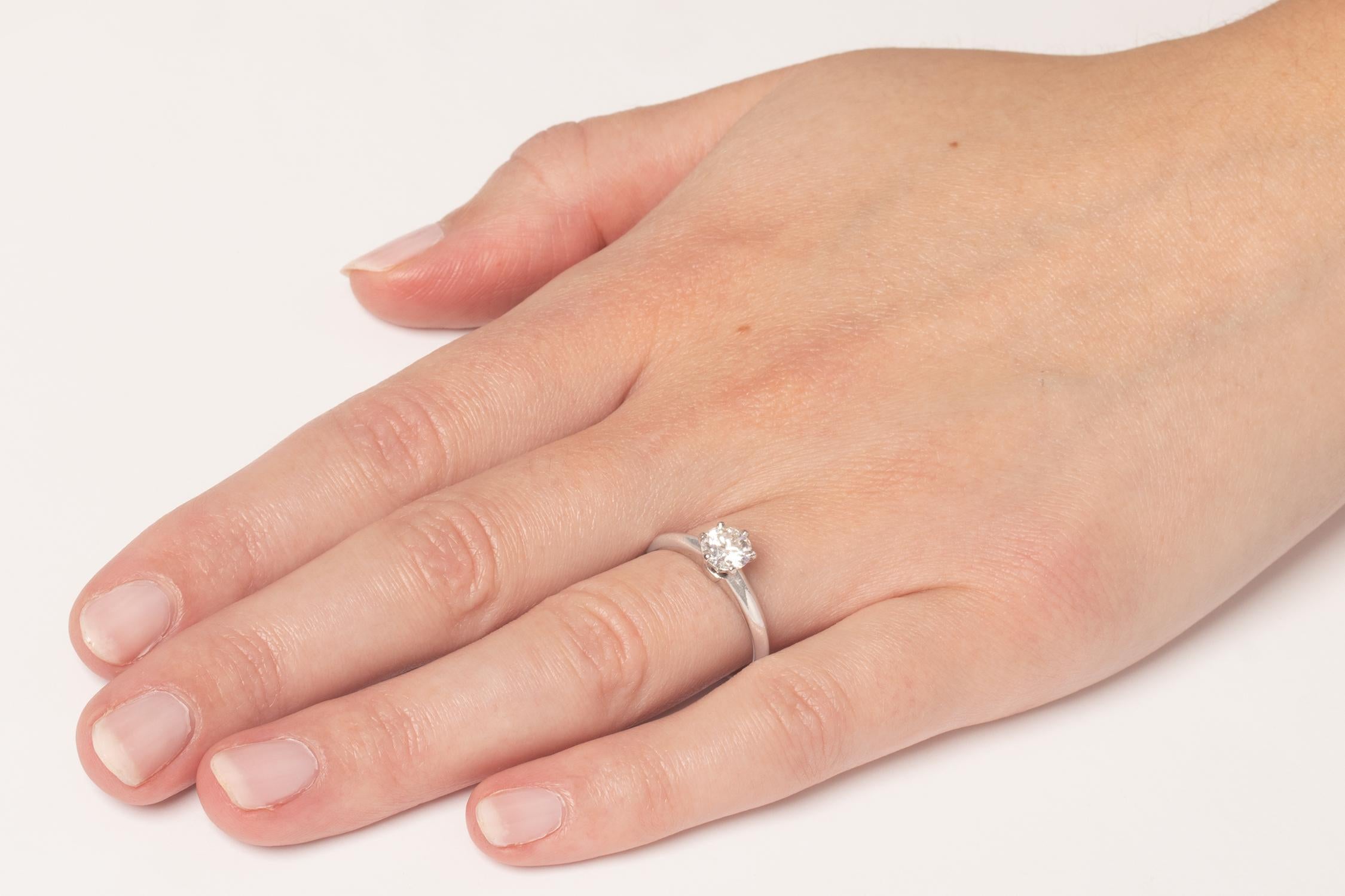 Brilliant Cut Tiffany & Co. 0.65 Carat Solitaire Diamond Ring For Sale