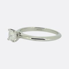 Tiffany & Co. 0.66 Carat Princess Cut Diamond Solitaire Ring