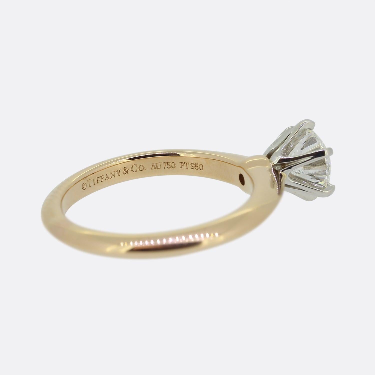 Tiffany & Co. 0.69 Carat Diamond Engagement Ring In Excellent Condition For Sale In London, GB