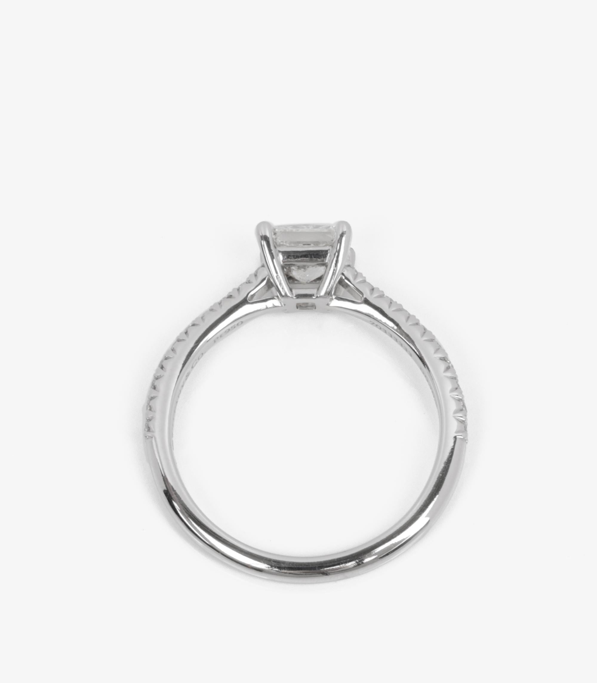 Women's or Men's Tiffany & Co. 0.70ct Princess Cut Diamond Platinum Novo Ring For Sale