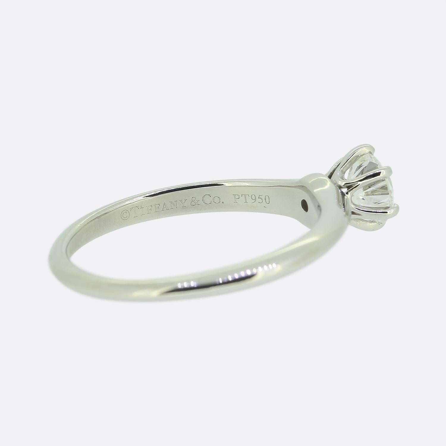 Tiffany & Co. Bague de fiançailles avec diamant de 0,72 carat Unisexe en vente