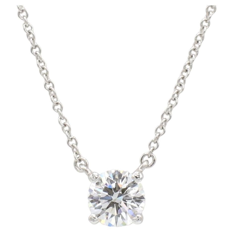 Tiffany & Co. 0.72 Carat F Vvs2 Round Natural Diamond Platinum Pendant Necklace