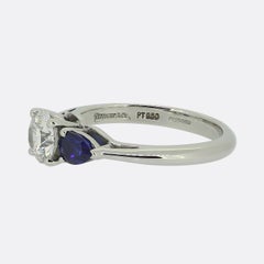 Tiffany & Co. 0.78 Carat Diamond and Sapphire Three-Stone Ring