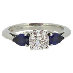 Tiffany & Co. 0.78 Carat Diamond and Sapphire Three-Stone Ring