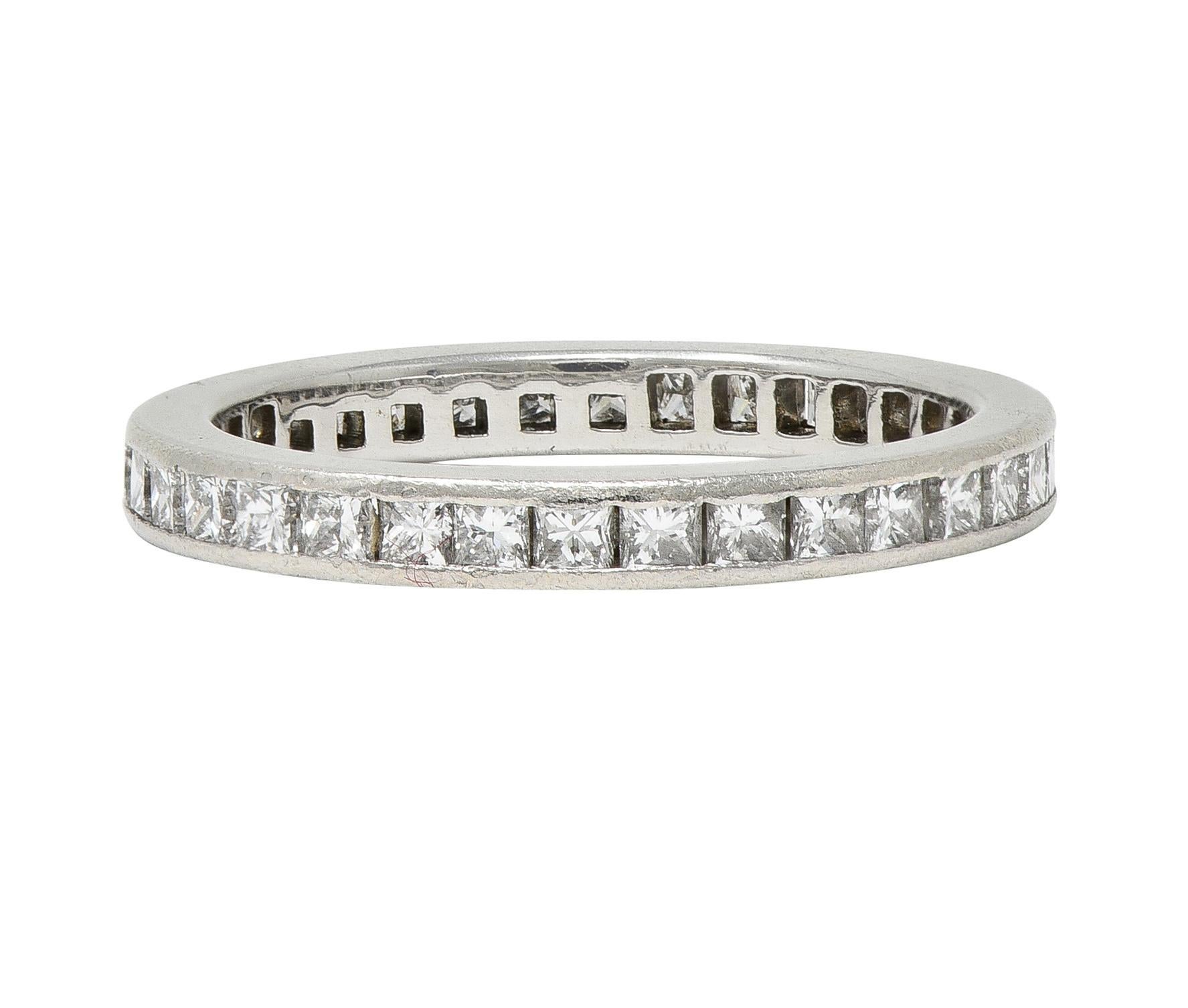 Tiffany & Co. 0.78 CTW Princess Cut Diamond Platinum Eternity Channel Band Ring For Sale 2