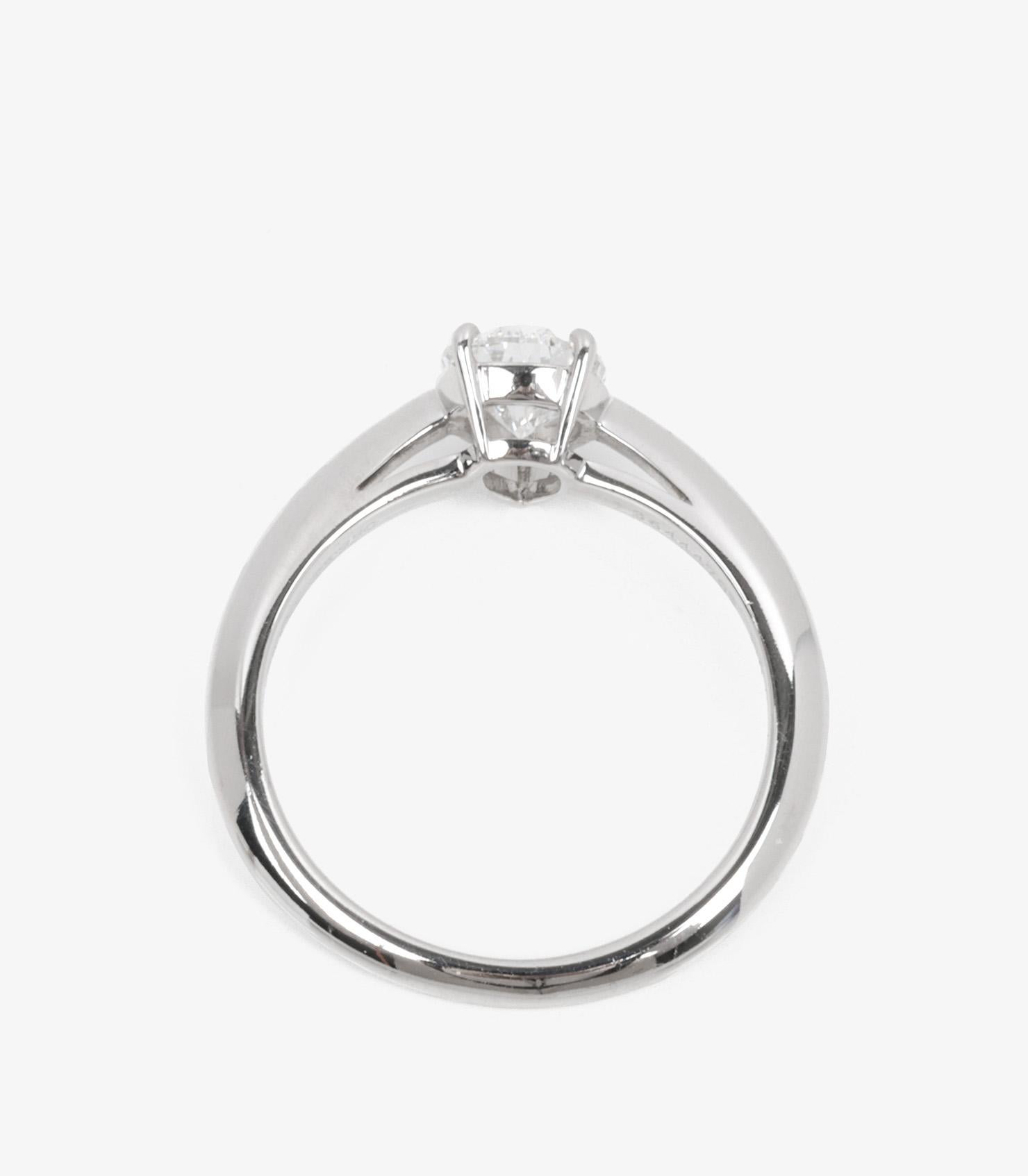 Tiffany & Co. 0.79ct Pear Cut Diamond Platinum Ring In Excellent Condition In Bishop's Stortford, Hertfordshire