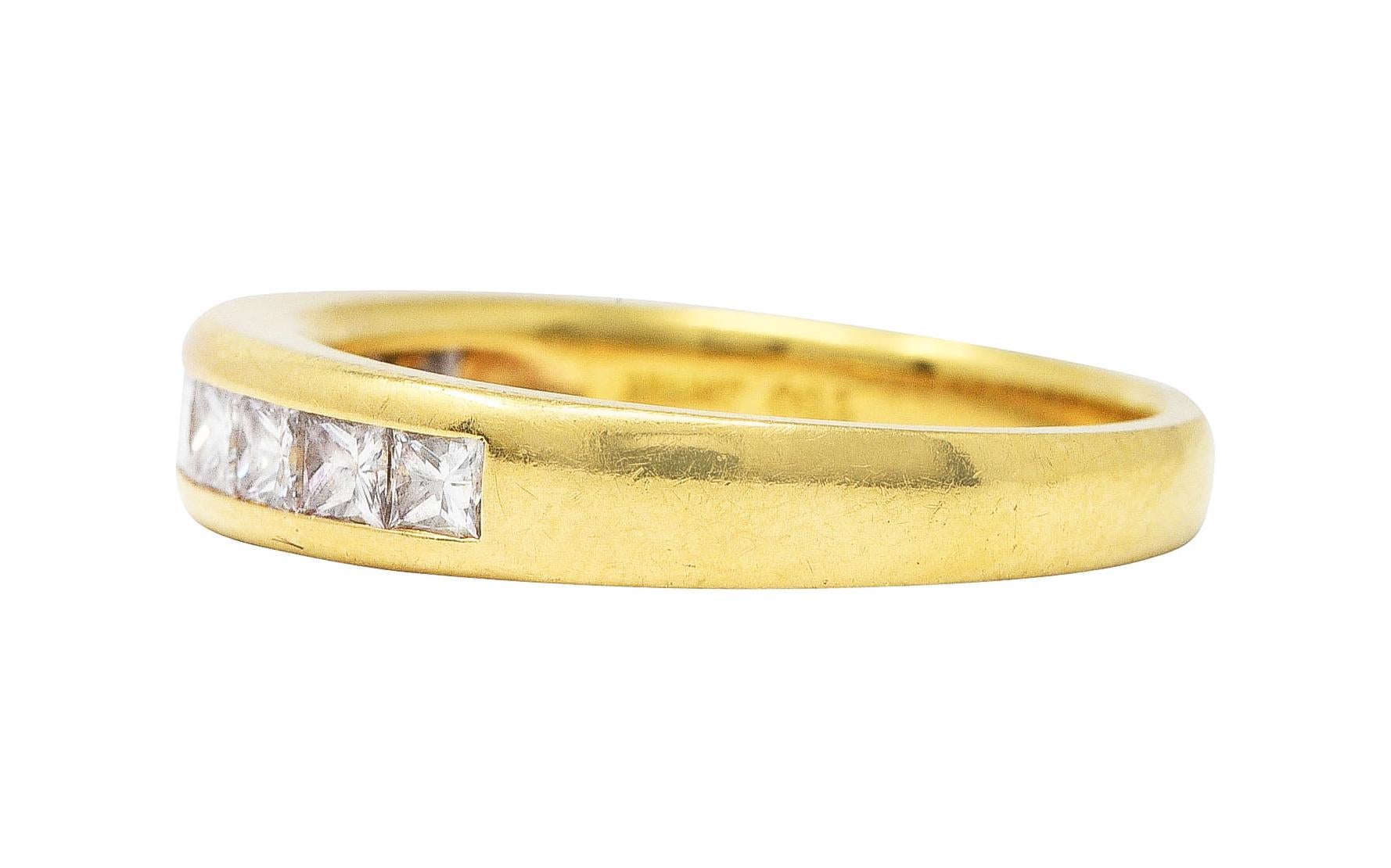 Taille princesse Bague à anneau en or jaune 18 carats avec diamant princesse de 0,80 carat de Tiffany & Co en vente