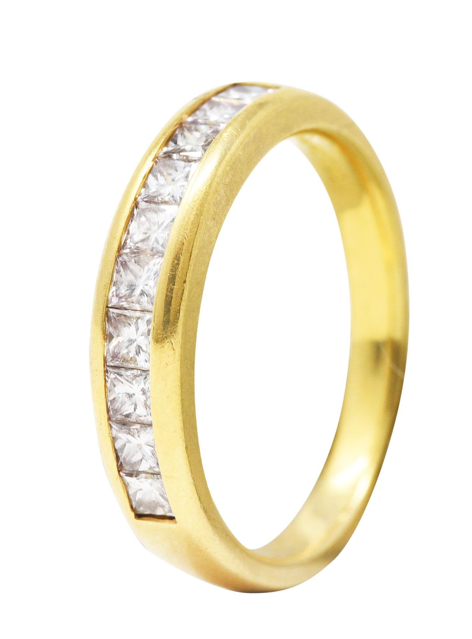 Tiffany & Co. 0.80 Carat Princess Diamond 18 Karat Yellow Gold Channel Band Ring For Sale 1