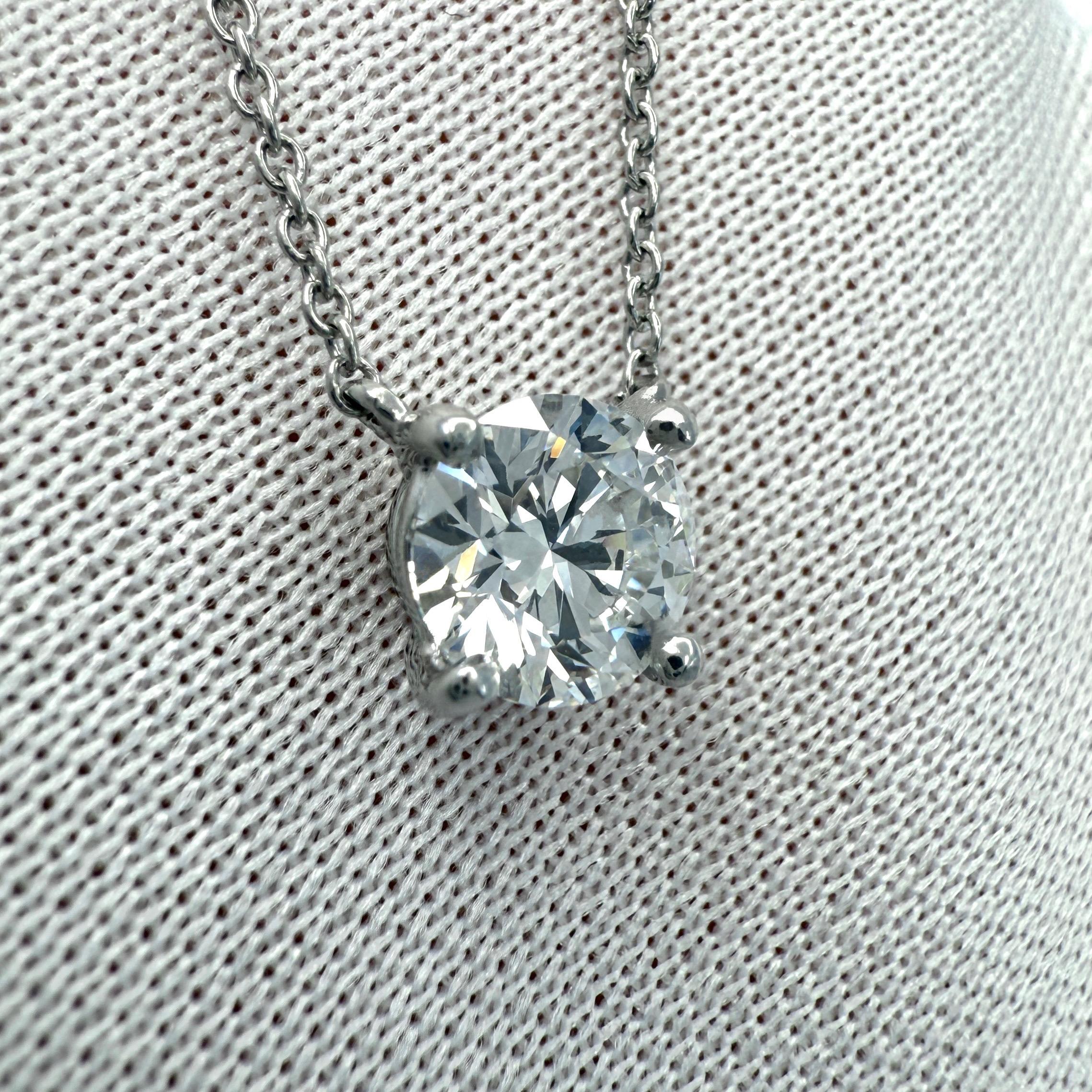 Tiffany & Co. 0.86ct Natural Round Cut Diamond VVS Platinum Pendant Necklace 6