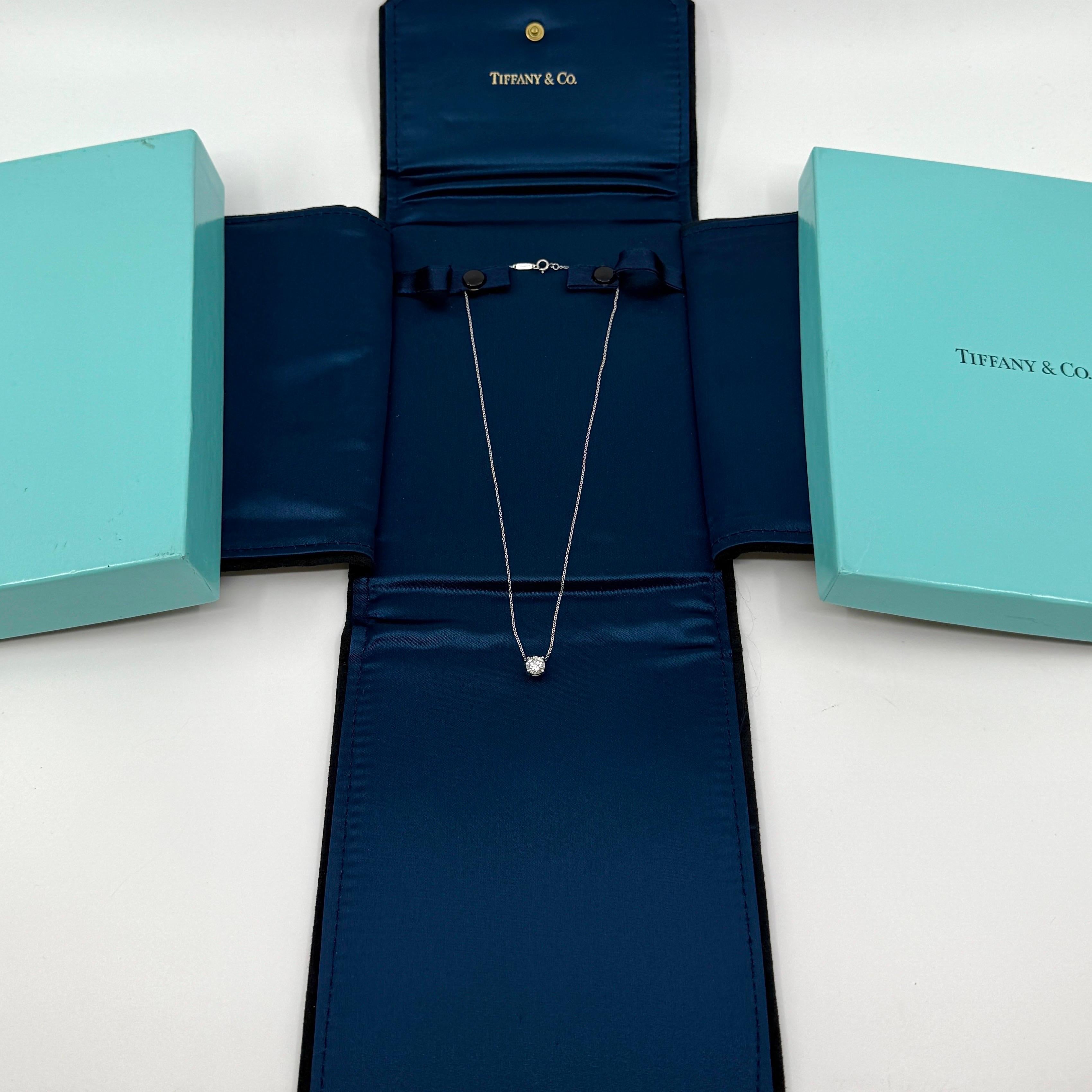 Tiffany & Co. 0.86ct Natural Round Cut Diamond VVS Platinum Pendant Necklace 7