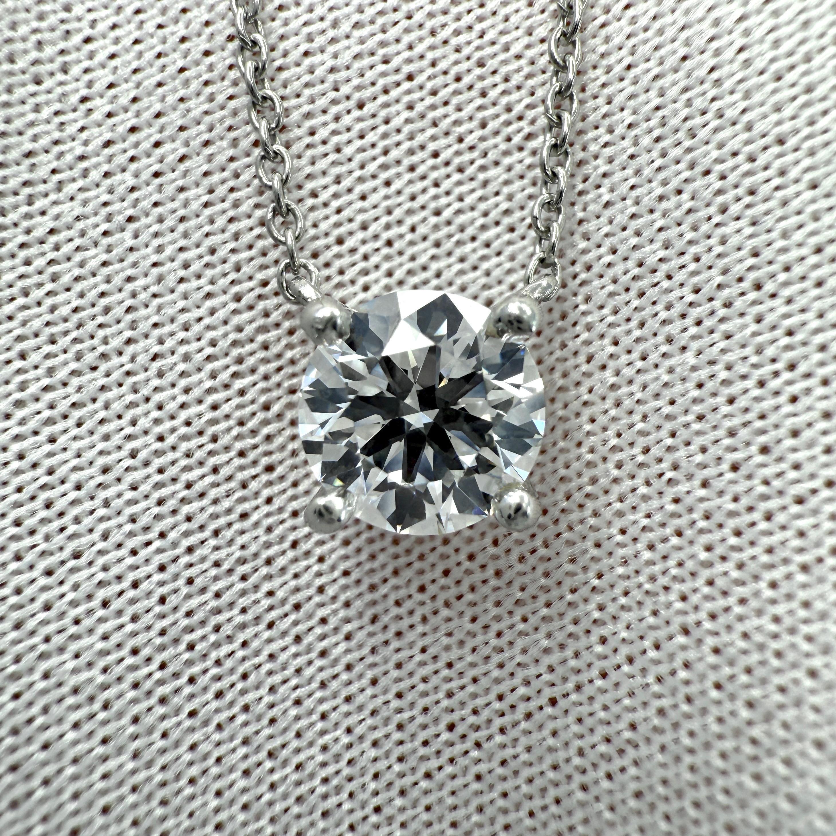 Tiffany & Co. 0.86ct Natural Round Cut Diamond VVS Platinum Pendant Necklace 8