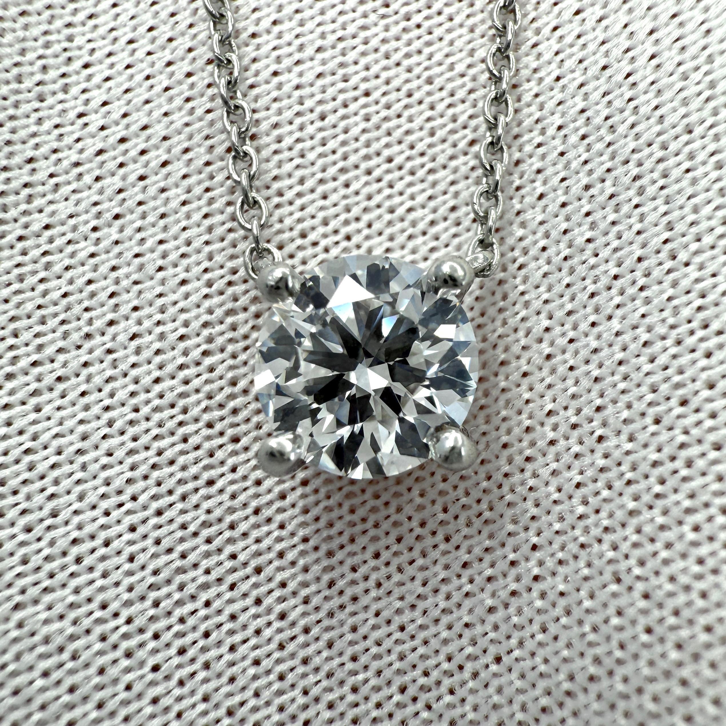 Tiffany & Co. 0.86ct Natural Round Cut Diamond VVS Platinum Pendant Necklace In Excellent Condition In Birmingham, GB