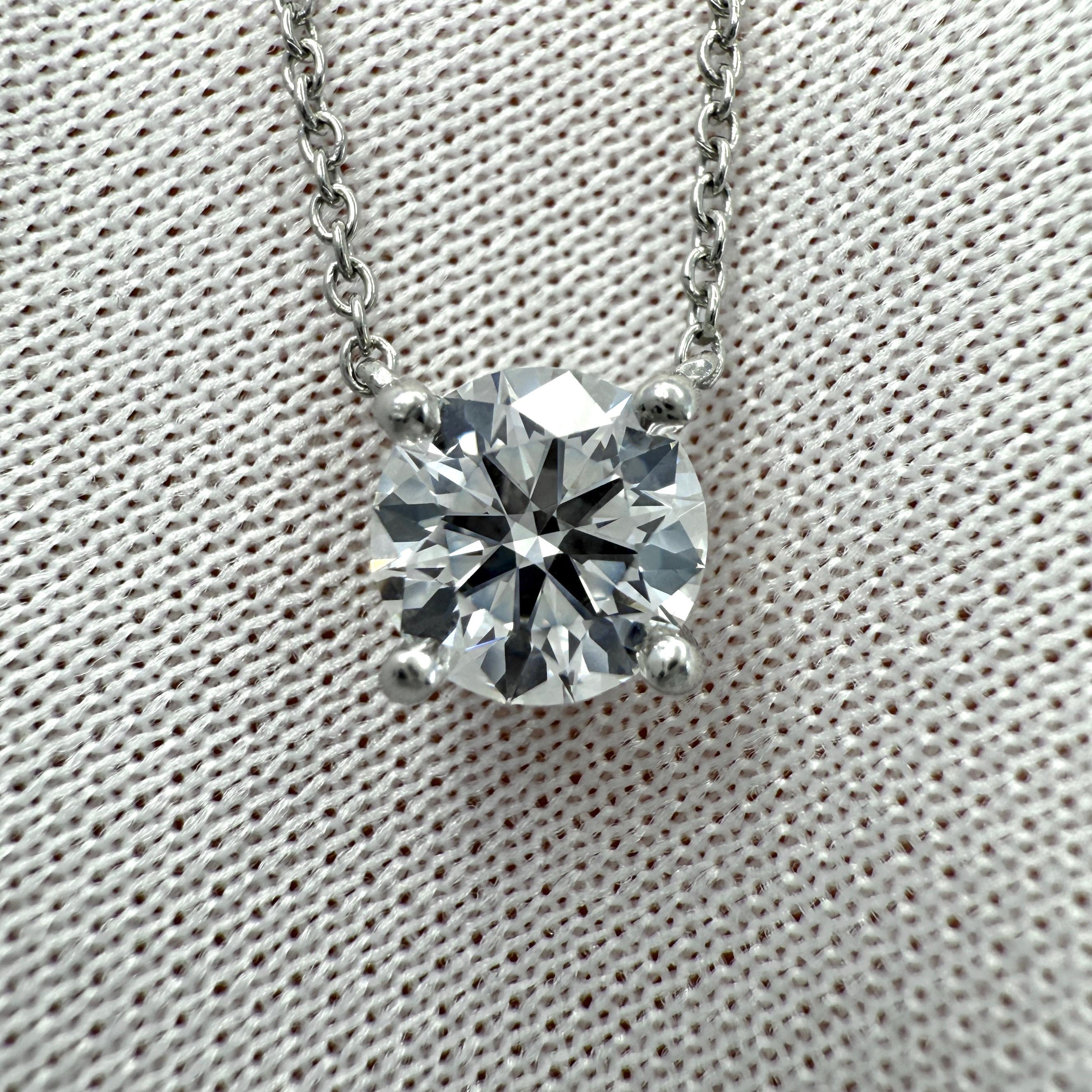 Women's Tiffany & Co. 0.86ct Natural Round Cut Diamond VVS Platinum Pendant Necklace