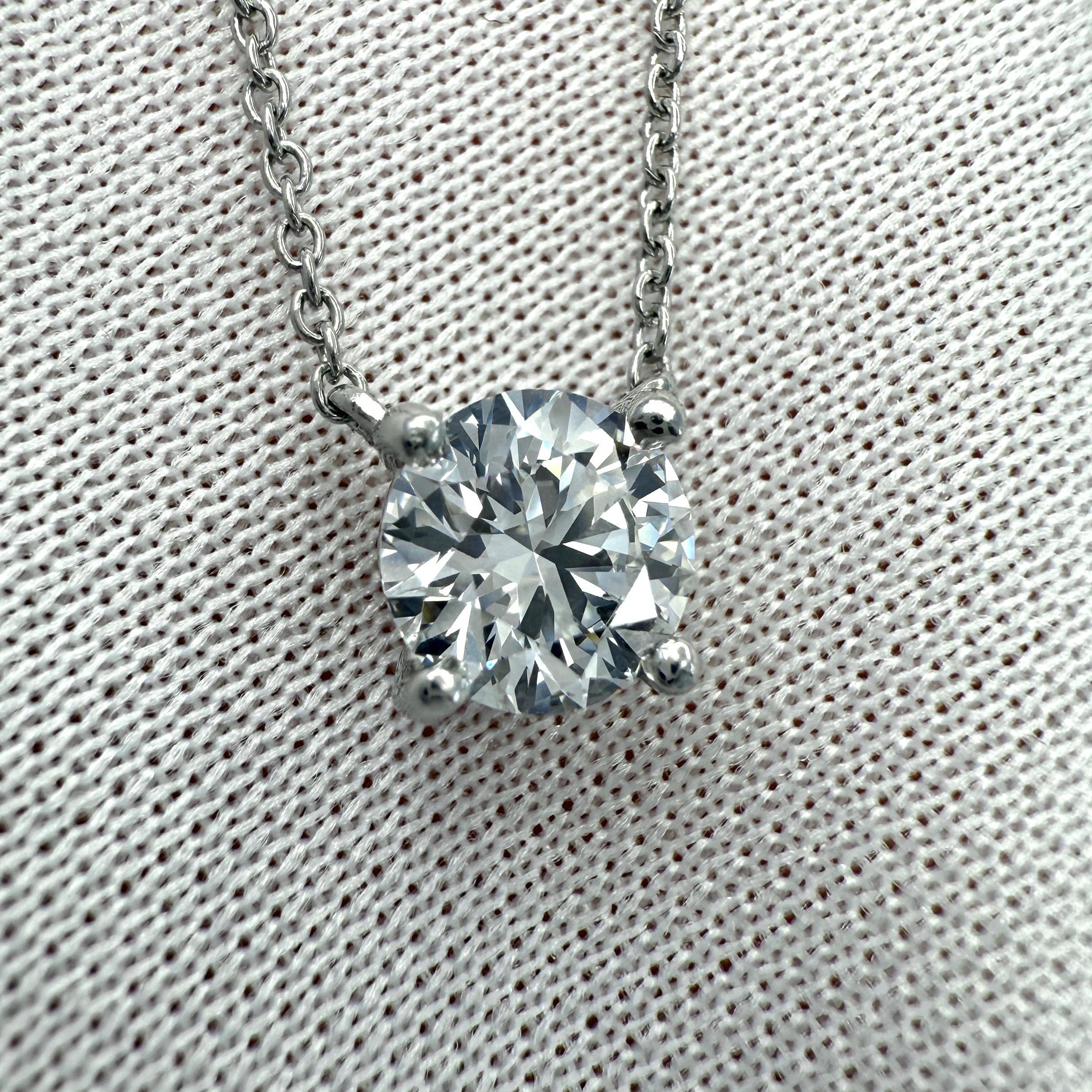 Tiffany & Co. 0.86ct Natural Round Cut Diamond VVS Platinum Pendant Necklace 1