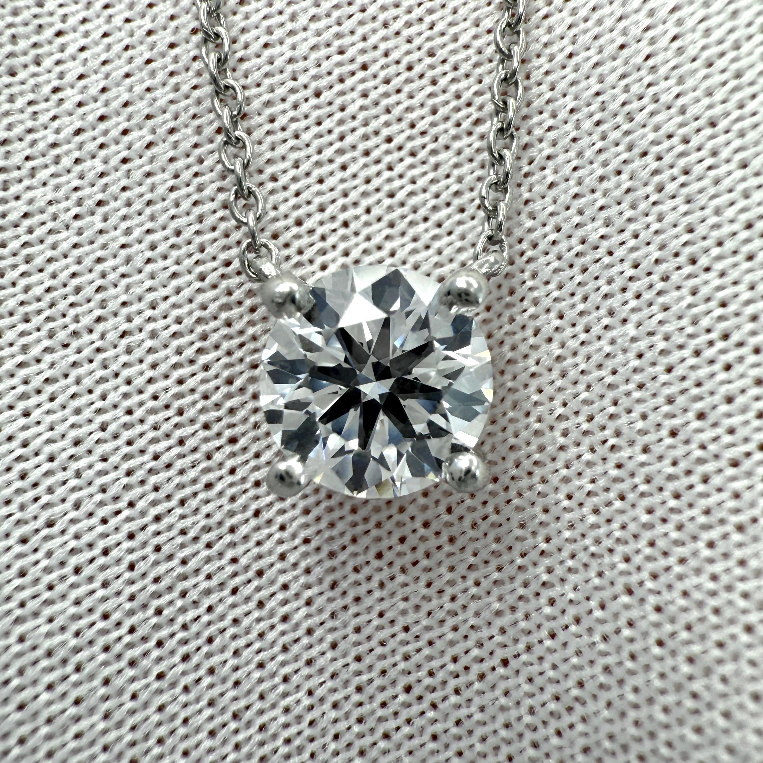Tiffany & Co. 0.86ct Natural Round Cut Diamond VVS Platinum Pendant Necklace 3