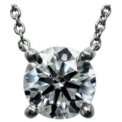 Tiffany & Co. 0.86ct Natural Round Cut Diamond VVS Platinum Pendant Necklace