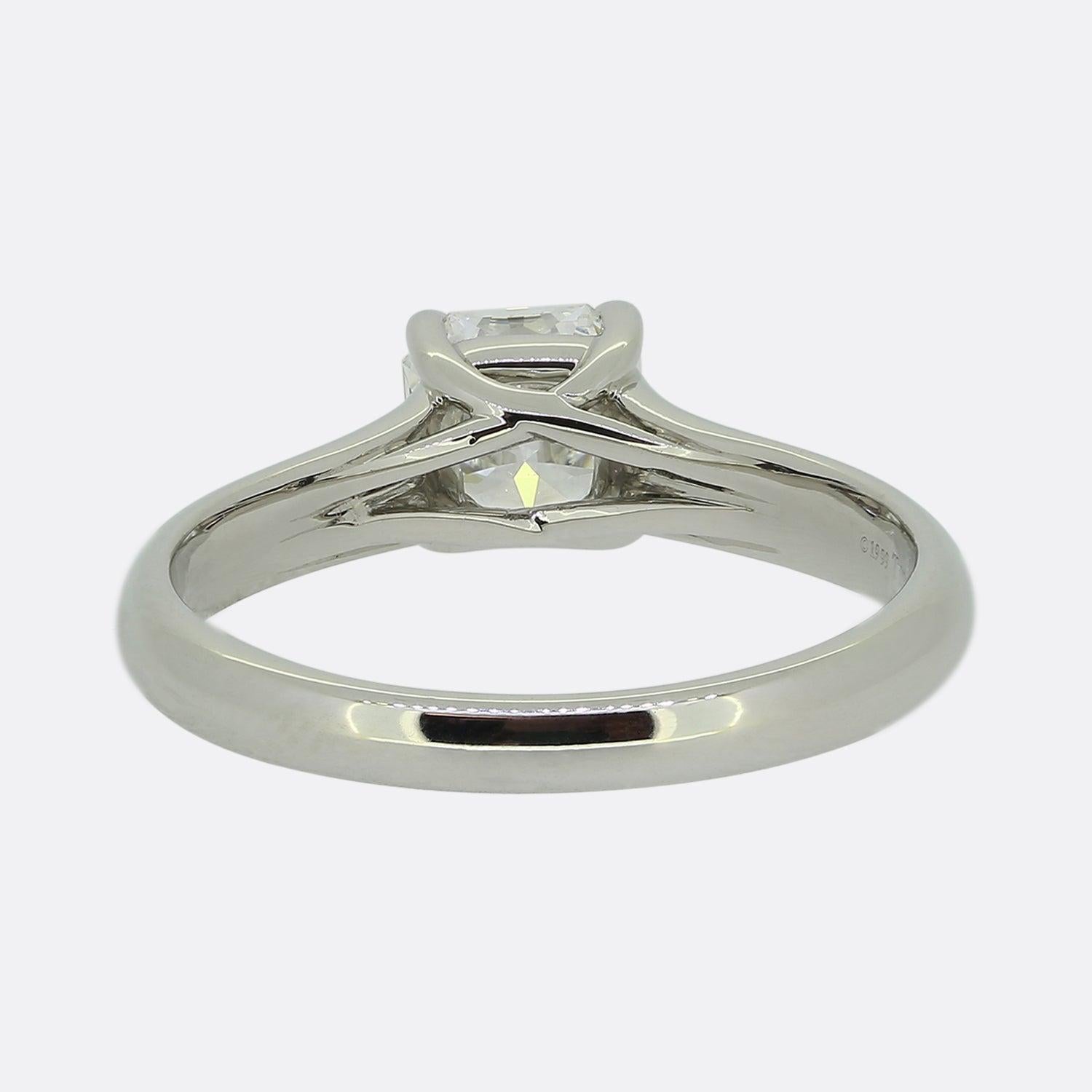 Square Cut Tiffany & Co. 0.88 Carat Lucida Cut Diamond Solitaire Ring