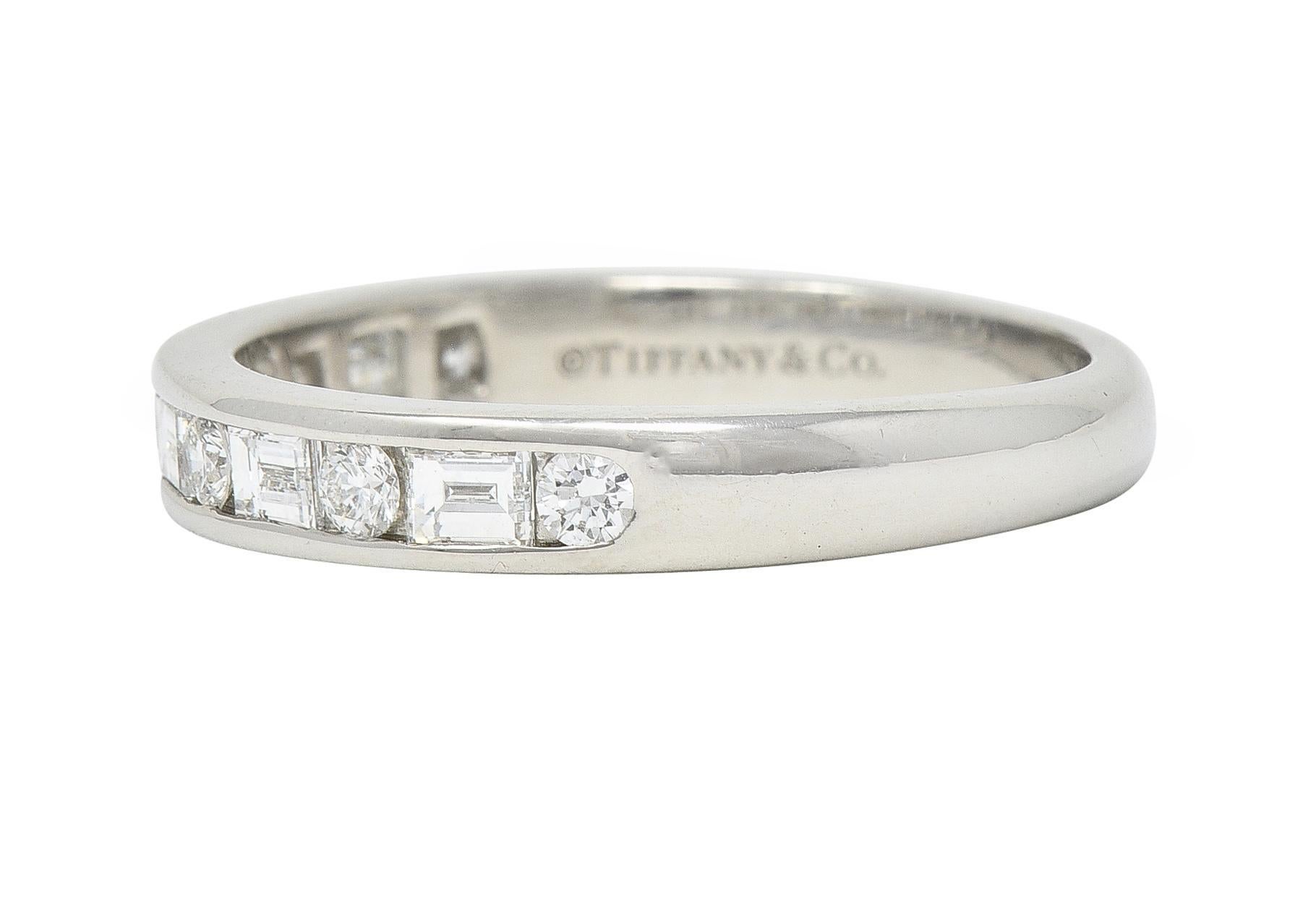 Women's or Men's Tiffany & Co. 0.66 CTW Diamond Platinum Channel Band Stacking Ring