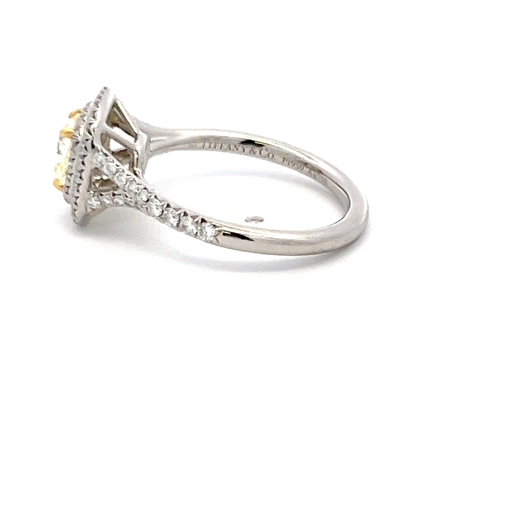 De las mujeres Tiffany & Co Anillo de compromiso con diamante amarillo fantasía engarzado de 0,90 quilates, 18 quilates/plata en venta