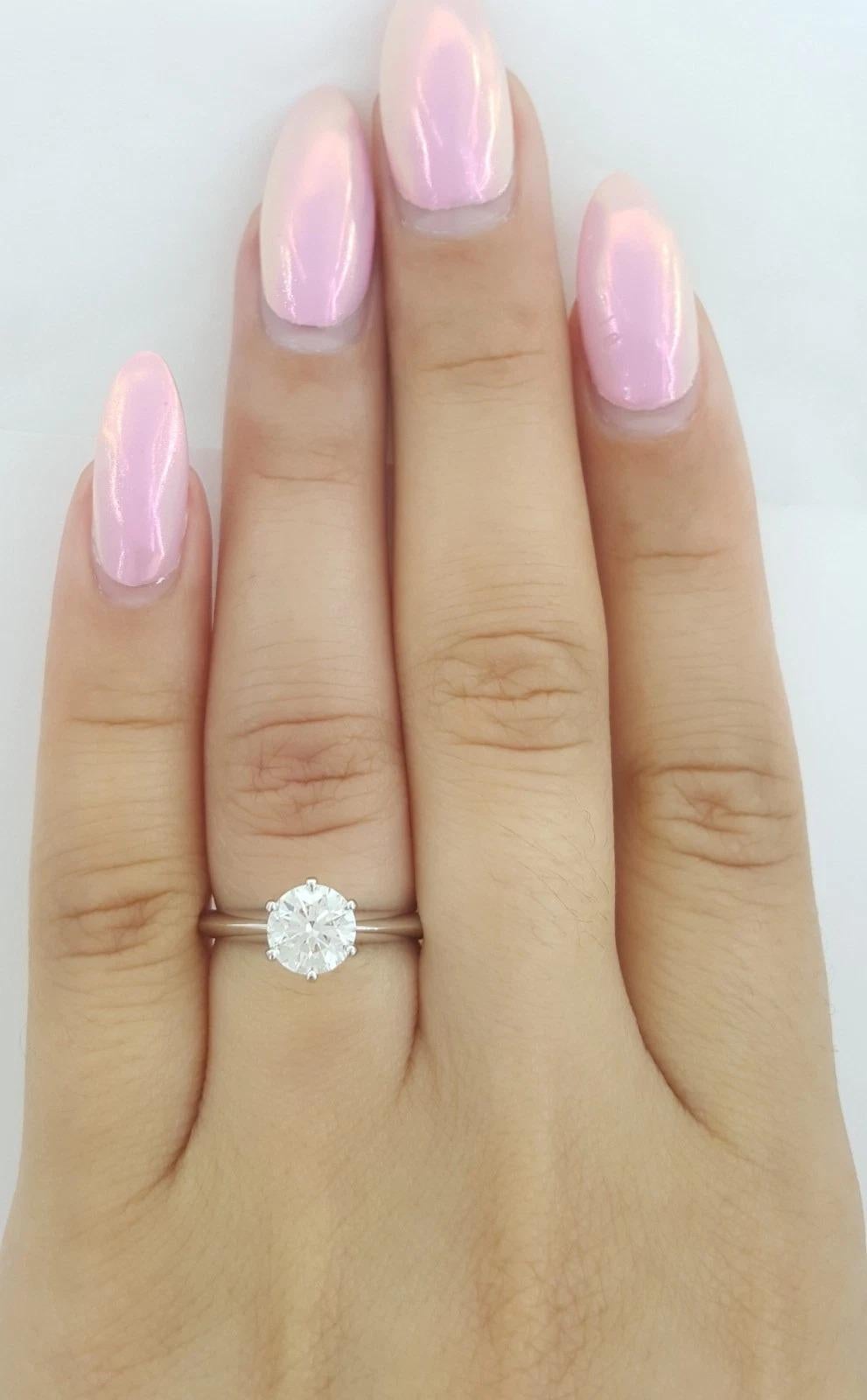 Round Cut Tiffany & Co. 0.90 Carat Round Brilliant Cut Diamond Platinum Solitaire For Sale