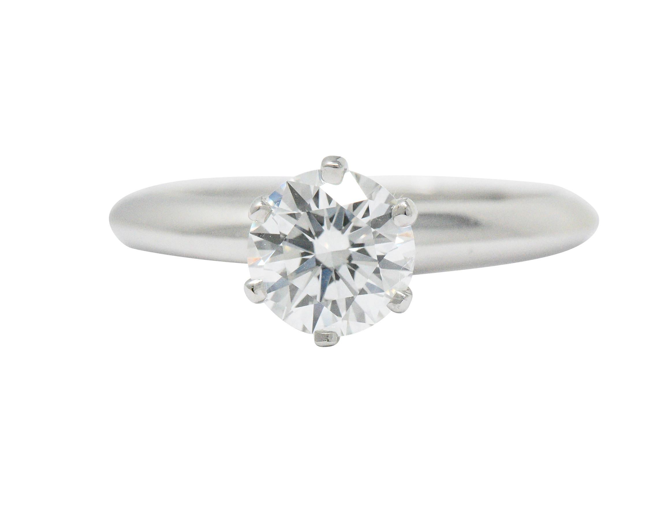 Contemporary Tiffany & Co. 0.90 Carat Diamond Platinum Solitaire Engagement Ring GIA