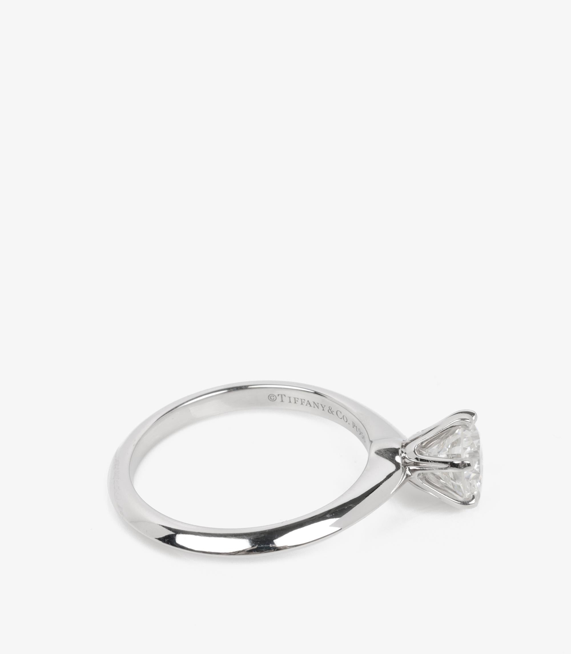 Tiffany & Co. 0.92ct Brilliant Cut Diamond Platinum Ring In Excellent Condition In Bishop's Stortford, Hertfordshire