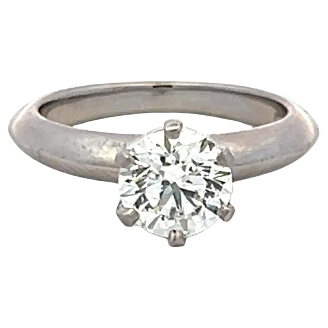 Tiffany & Co 0.93 Carat Round Brilliant F VVS2 Diamond Platinum Ring