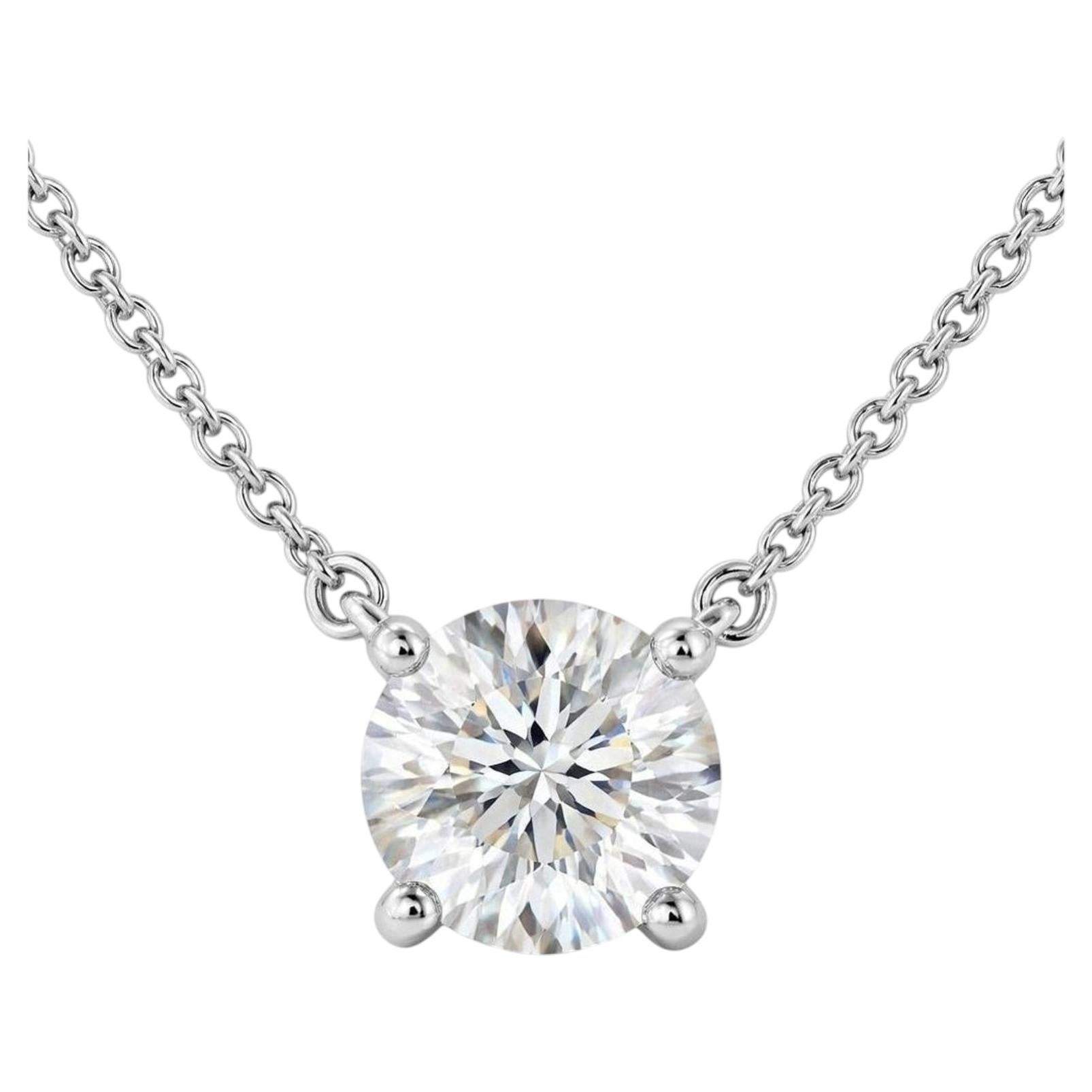 Tiffany & Co 0.95ct G VVS1 Round Brilliant Diamond Platinum Solitaire Pendant