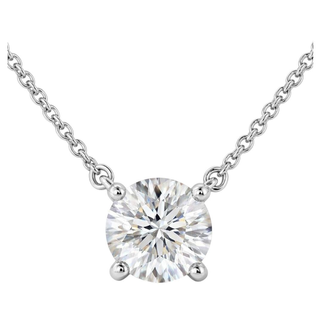 Tiffany & Co 0.95ct G VVS1 Round Brilliant Diamond Platinum Solitaire Pendant For Sale