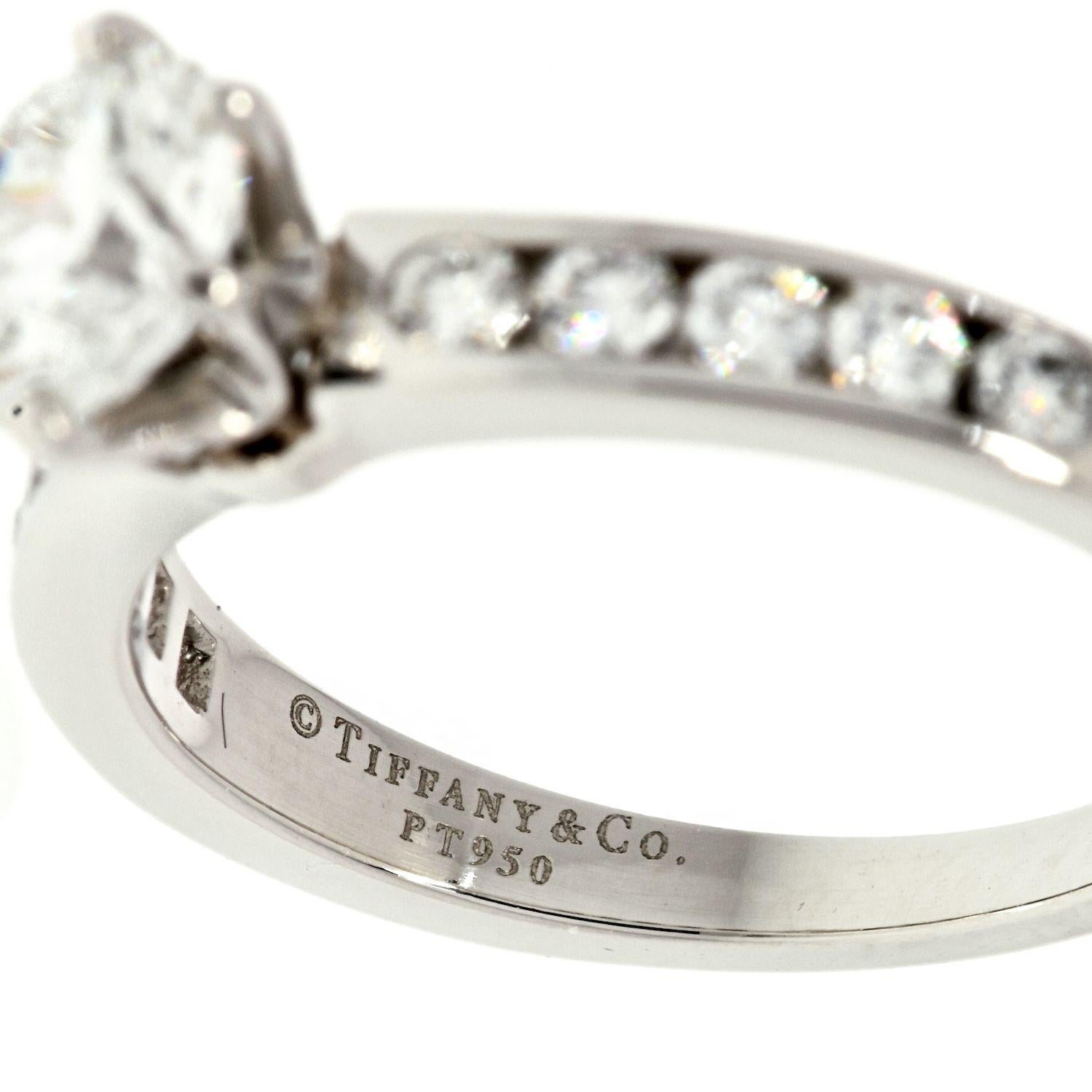 Modern Tiffany & Co. 0.99ct Round Cut H VVS1 Six Prong Diamond Engagement Ring
