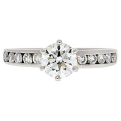 Tiffany & Co. Bague de fiançailles à six griffes en diamants taille ronde de 0,99 carat H VVS1