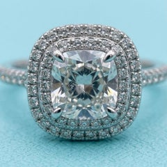 Tiffany & Co. 1 Carat Cushion Cut Diamond Soleste Double Halo Engagement Ring
