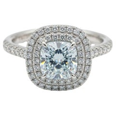 Tiffany & Co. 1 Carat Cushion Cut Diamond Soleste Double Halo Engagement Ring
