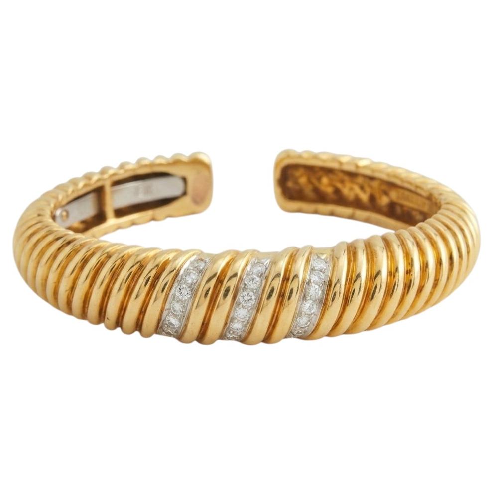 Tiffany & Co. Diamond 18k Yellow Gold Bangle Bracelet