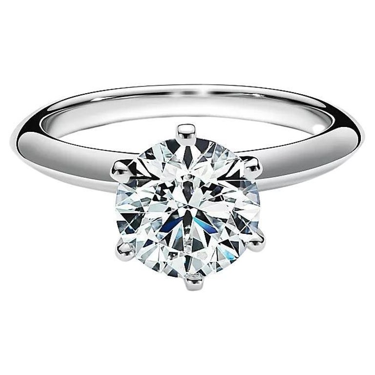 Tiffany and Co. Platinum Round Brilliant Cut Diamond Solitaire Ring For Sale  at 1stDibs