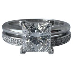 Tiffany & Co. Verlobungsring- und Ring-Set mit einem Diamanten im Prinzessschliff von 1 Karat