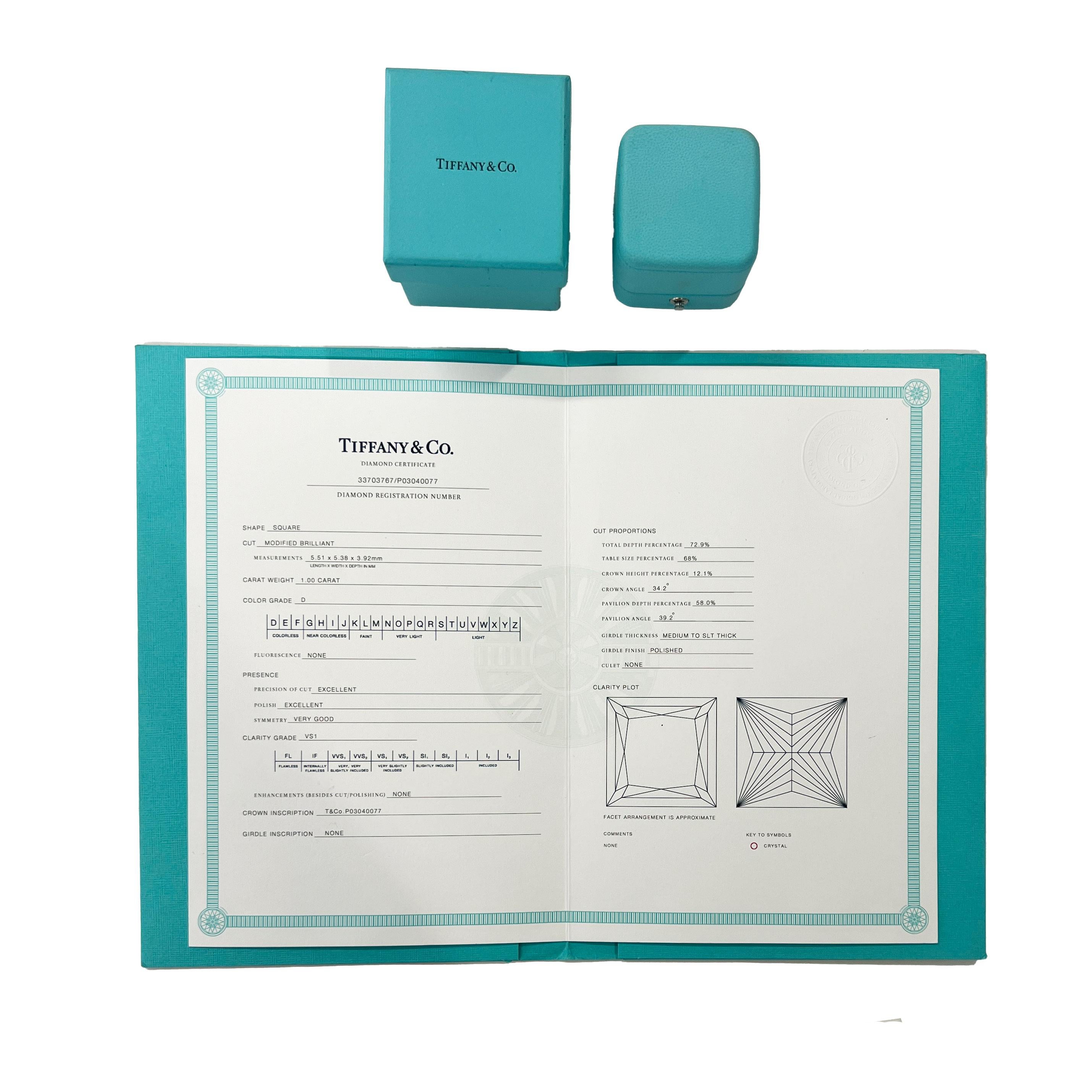 Tiffany & Co. Bague de fiançailles Grace à diamant princesse de 1 ct Pour femmes en vente