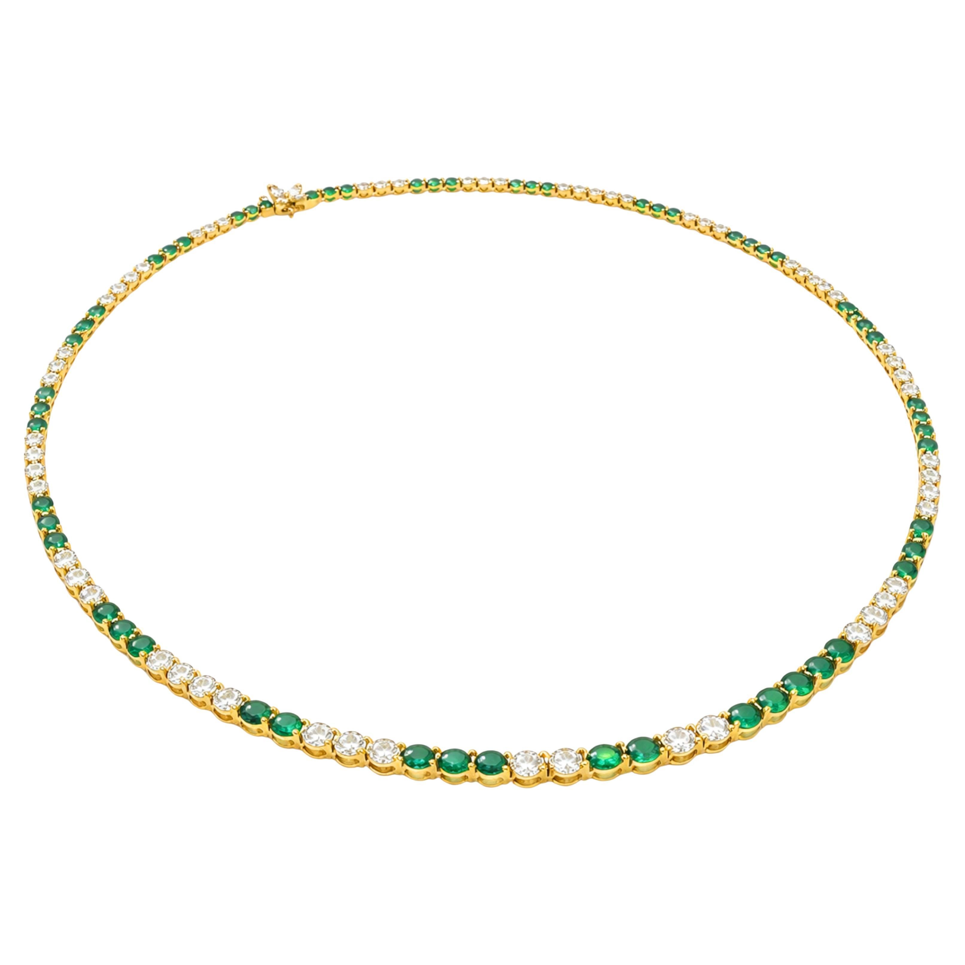 Tiffany 
Co. Collana graduata con diamanti e smeraldi in oro giallo 18 carati da 10 ct. in vendita