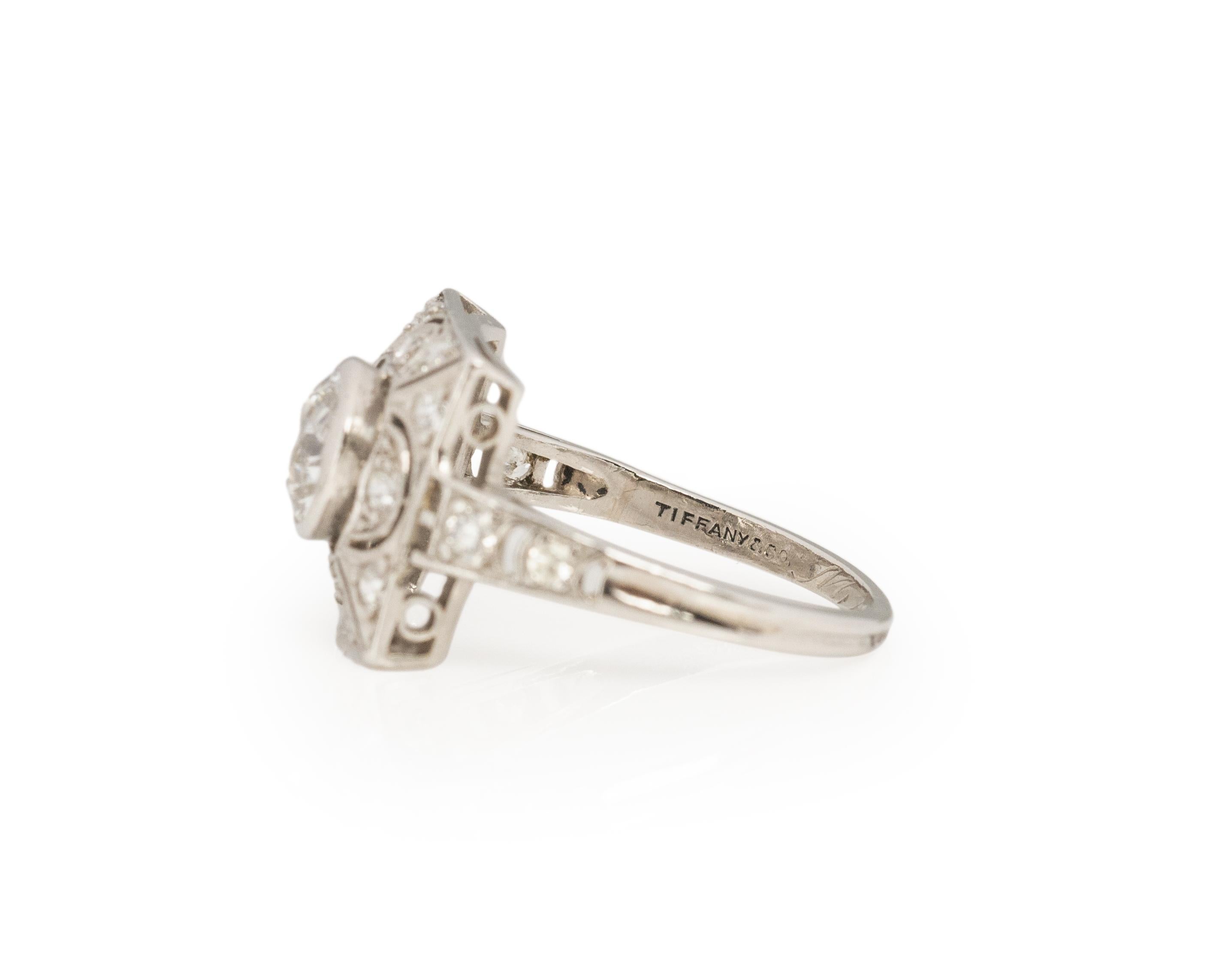 Tiffany & Co 1.00 Carat Art Deco Platinum Engagement Ring 3