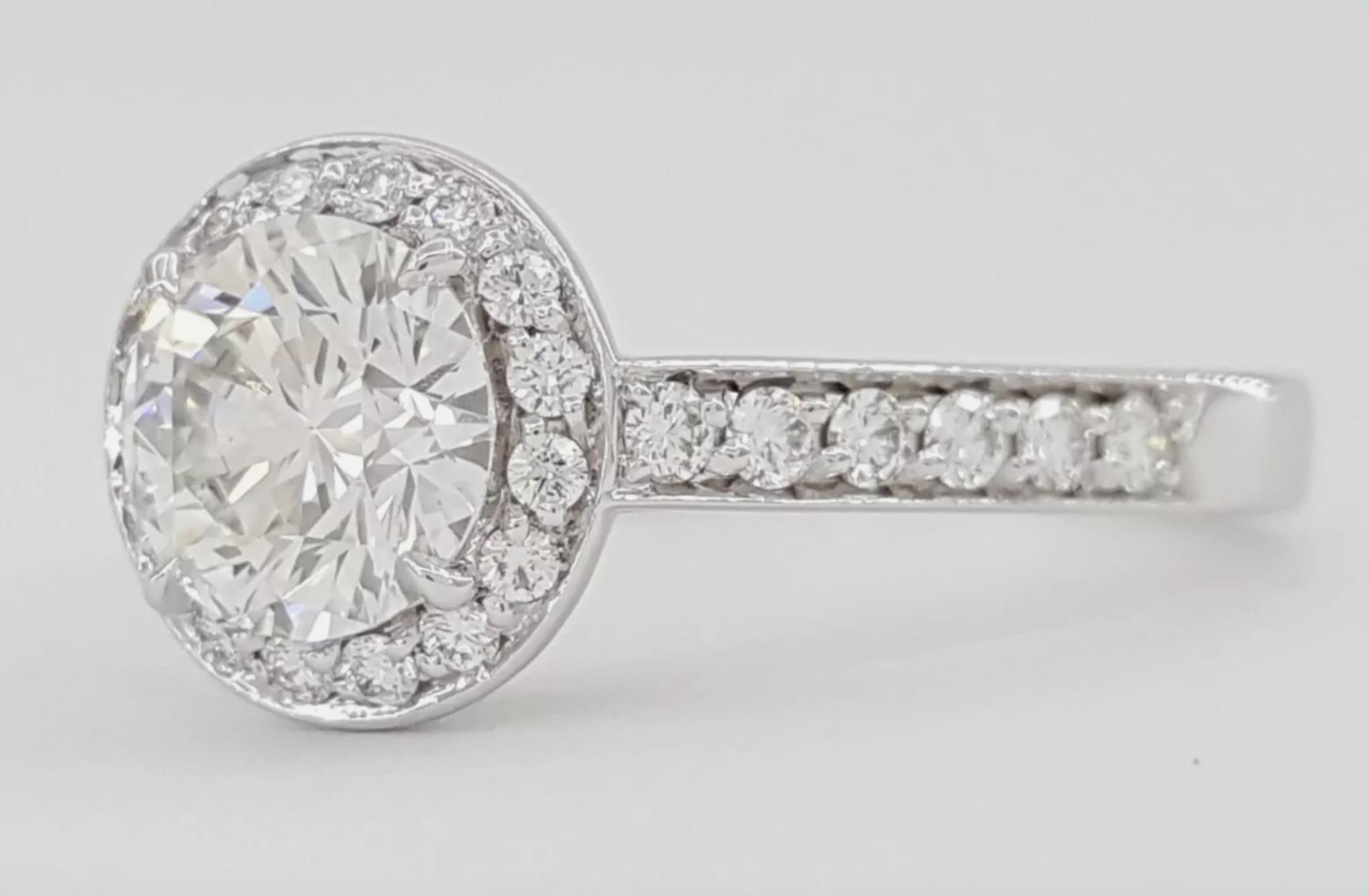 Contemporary Tiffany & Co., 1.00 Carat Diamond Soleste Halo Engagement Ring