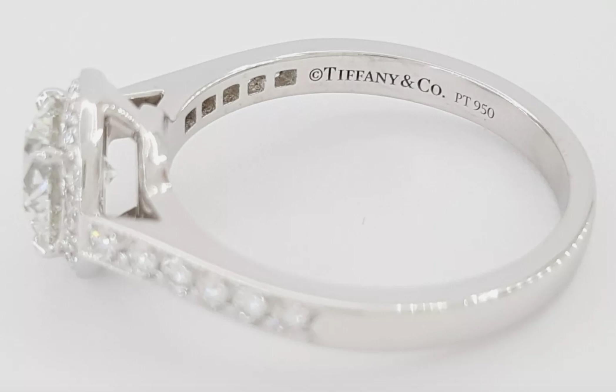 Brilliant Cut Tiffany & Co., 1.00 Carat Diamond Soleste Halo Engagement Ring