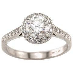 Tiffany & Co. 1.00 Carat GIA Diamond with Diamond Halo Platinum Legacy Ring